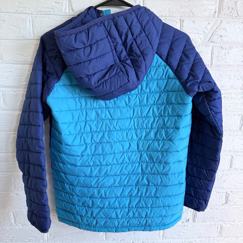 Columbia Kids‎ Hooded Puffer Jacket Blue Aqua Lightweight Full Zip Size L 14 16 - Picture 5 of 5